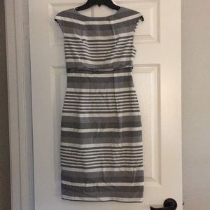 Calvin Klein Grey Striped Sheath Dress